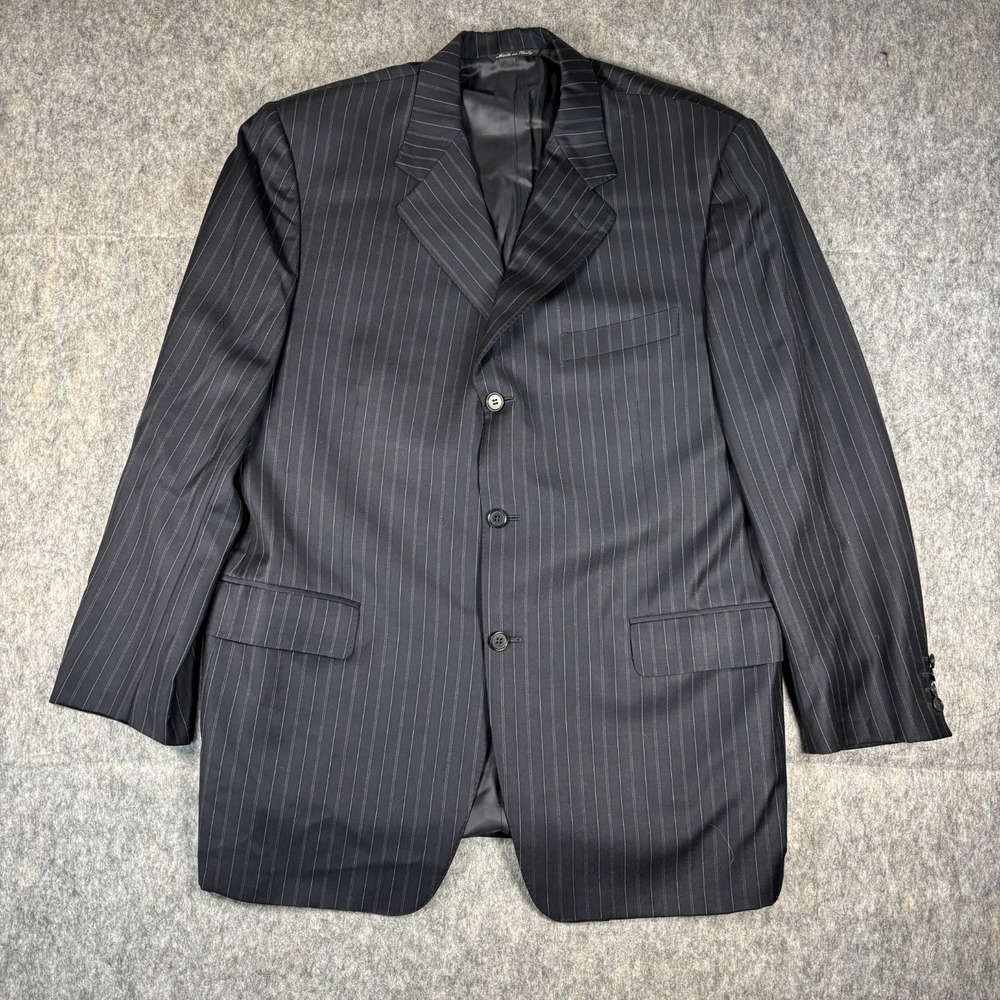 Canali Suit Blazer Jacket Men's 46R USA Pinstripe Blue Preppy 100%‎ Wool Italian